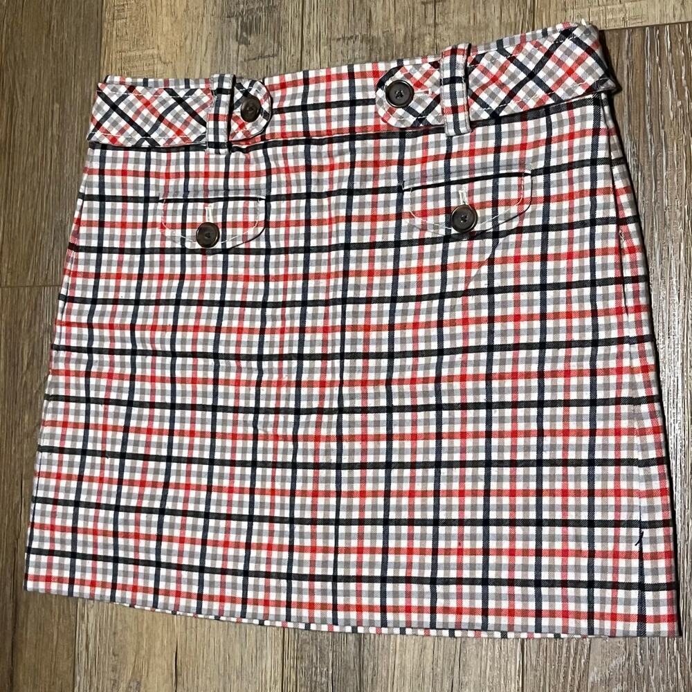 J Crew Wool Blend Plaid Belted Mini Skirt Size 8 Grunge Preppy 90s Y2k Academia - Picture 2 of 5